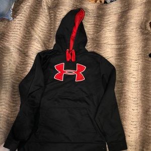 Red and black Under armor hoodie